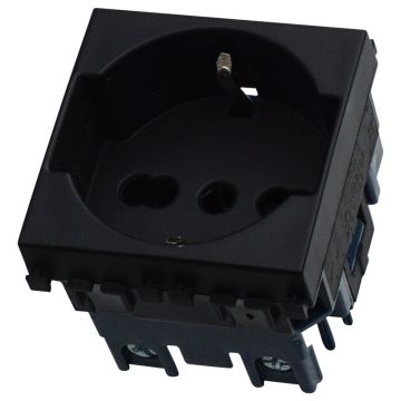 ETTROIT Schuko Socket 2P+T 16A Black Color Compatible With Vimar Arke VA2102